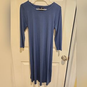 Eileen Fisher Womens Dress XS Blue Viscose Back Waist Tie